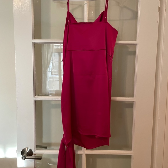 Satin Mini Dress (Hot Pink) - Picture 4 of 4